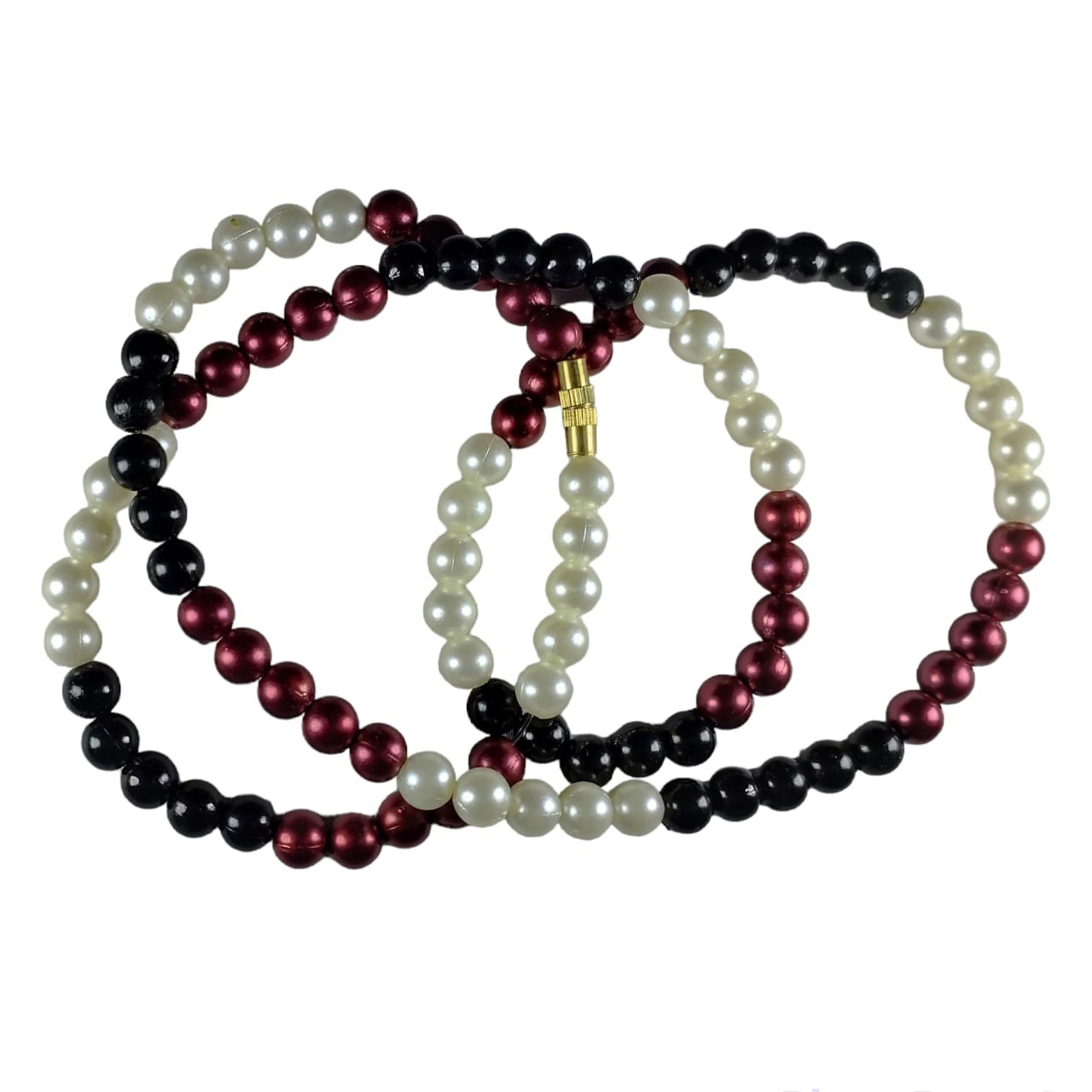 Picture of Multicolor Pearl Simple Design Garland With Thread Lock Rose Red Off White Black Pearl Combination Tenoor - Multicolor