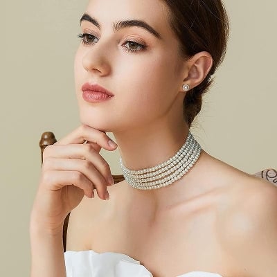 Picture of 5 Layer Pearl Necklace Vintage French Small Anti-pearl Necklaces for Women New Necklace 2025 Fashion Jewelry collars Tenoor 
