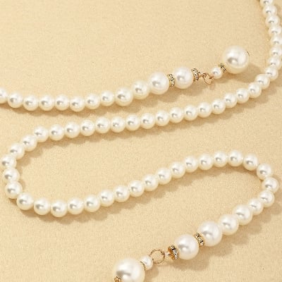 Picture of Wedding Party Pearl Dress Belt Adjustable Size - Off White