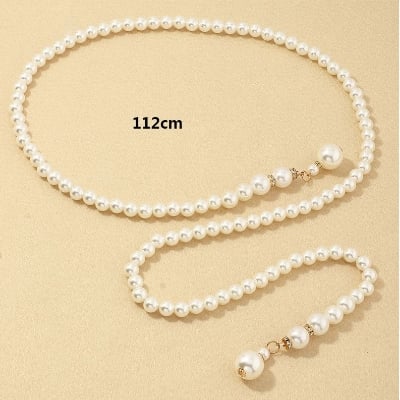 Picture of Wedding Party Pearl Dress Belt Adjustable Size - Off White