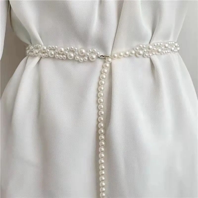 Picture of Multi Size Pearl Off White Dress Paerl Belly Chain Women Girls Party - Off White