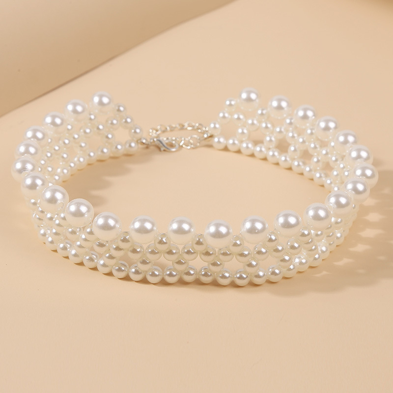 Picture of Femme Luxury Pearl Clavicle Chain Long Layered Pearl Necklace Europe United INS Fashion Choker Women's Jewelry - Off White