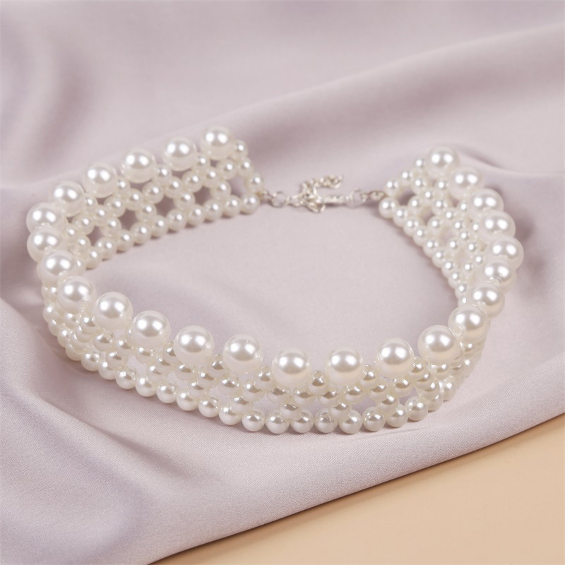 Picture of Femme Luxury Pearl Clavicle Chain Long Layered Pearl Necklace Europe United INS Fashion Choker Women's Jewelry - Off White