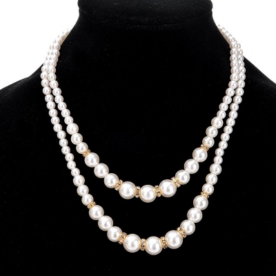 Picture of 2 Layer Pearl Necklace Stone with Off White Pearl - Off White