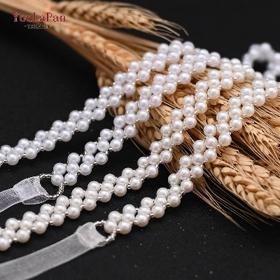 Picture of Pearls Belt Thin Bridal Wedding Dress Sash Beading Chain for Women Bling Belts for Plus Size Bridesmaid Belt - Off White