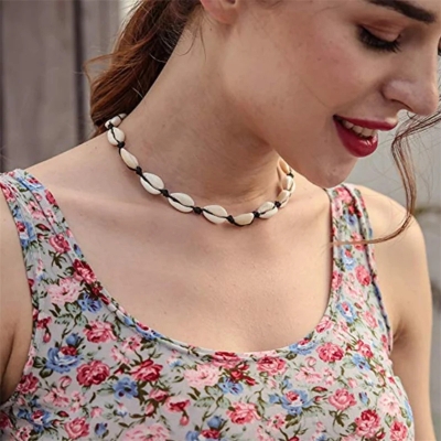 Picture of Fashion Shell Choke Necklace Handmade Jewelry Sets For Women Girls Shell Hand Chain Female Jewelry Accessories - White
