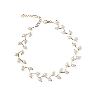 Picture of Pearl Necklace Women Jewelry Choker Trendy Pearl Neck Choker Necklaces - Off White