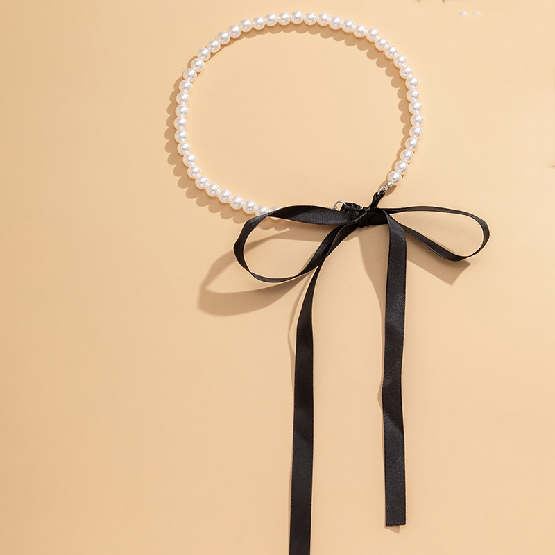 Picture of Chain Necklace Women Elegant Imitation Korean Girls Pearl Rope Choker Jewelry Set Necklace Bracelet - Off White