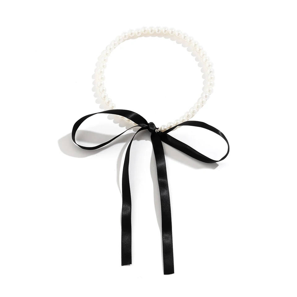 Picture of Chain Necklace Women Elegant Imitation Korean Girls Pearl Rope Choker Jewelry Set Necklace Bracelet - Off White