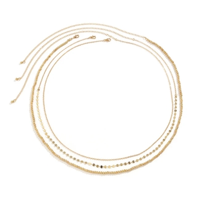 Picture of 3 pcs set Vintage Aesthetic Belly Beads Chain Body Chain Waist Chain Belt Streetwear Summer Women Fashion Body Jewelry - Gold