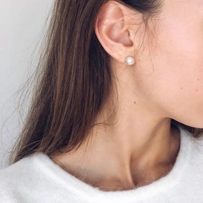 Picture of Pearl Korean Style Stud Earrings For Women Silver Plated Hypoallergenic Earings Jewelry 