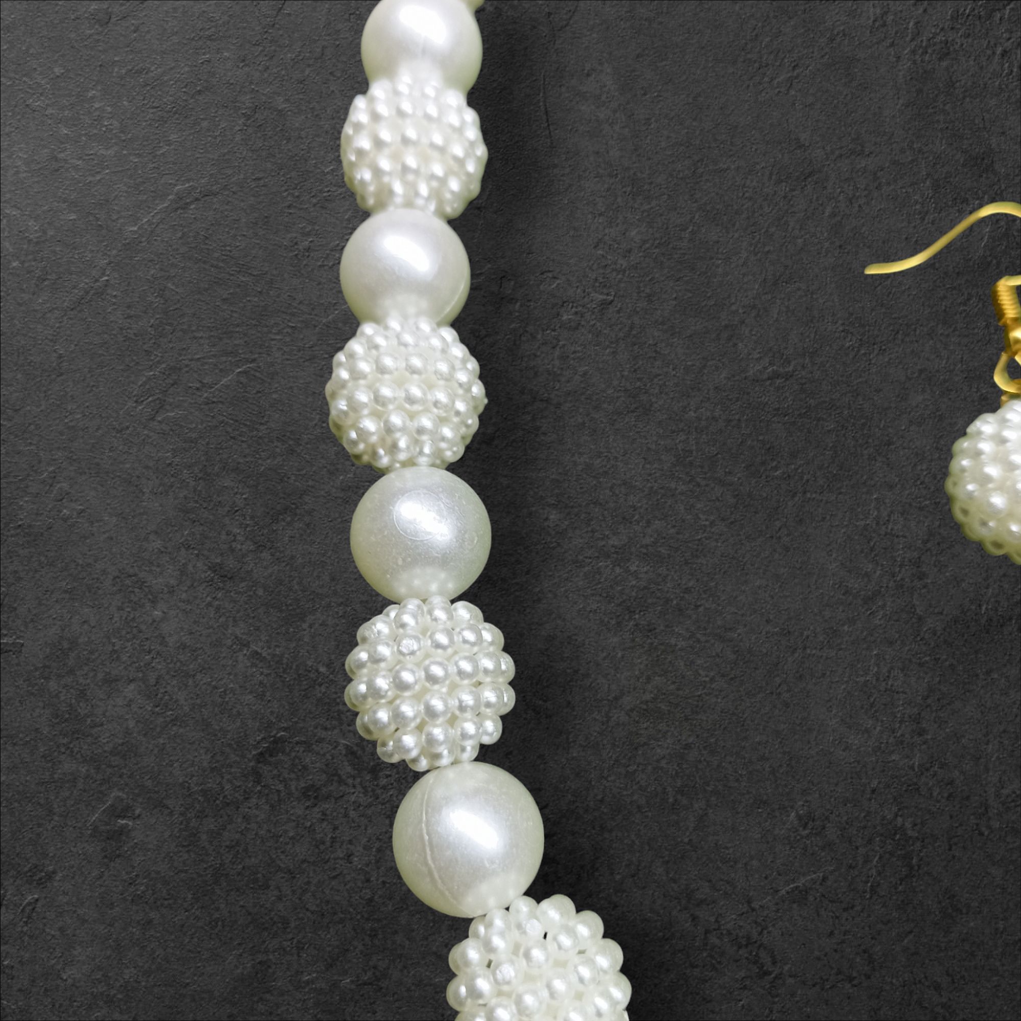 Picture of Sharee Dress Women Girls Special Pearl Necklace Jewellery New Design Blouses Necklace Bengali With Earrings Sari Shari Saharee Jewellery set 2 in 1 - White