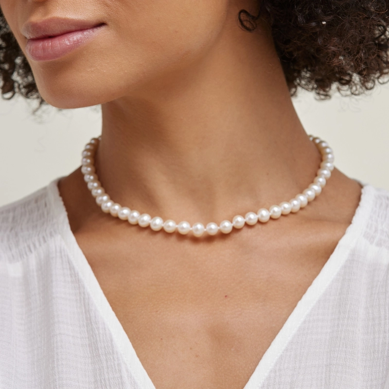 Picture of 2 in 1 Combo Pearl Necklace with Drop Earrings Women Fashion Party Dating Combo Necklace Set - White