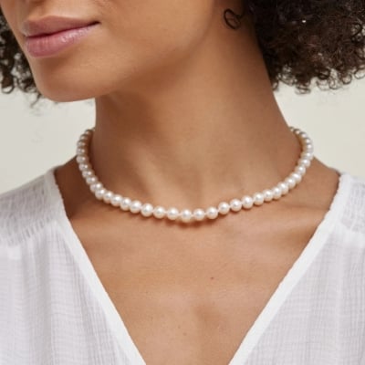 Picture of 2 in 1 Combo Pearl Necklace with Drop Earrings Women Fashion Party Dating Combo Necklace Set - White