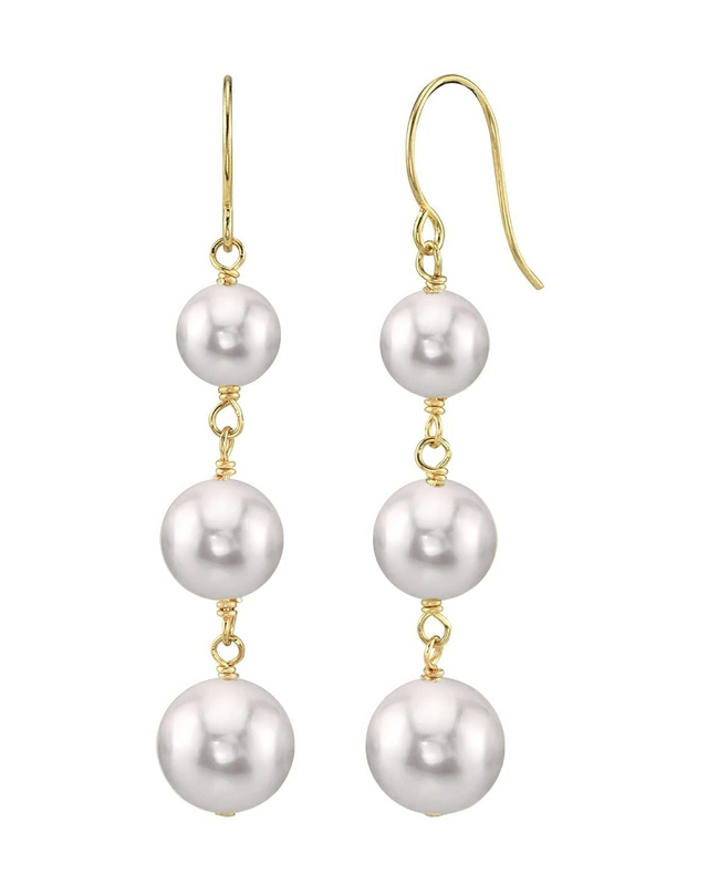 Picture of Pearl 3 step drop earrings for women Fashion Party Wedding - White