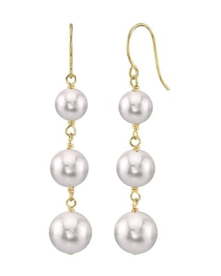 Picture of Pearl 3 step drop earrings for women Fashion Party Wedding - White