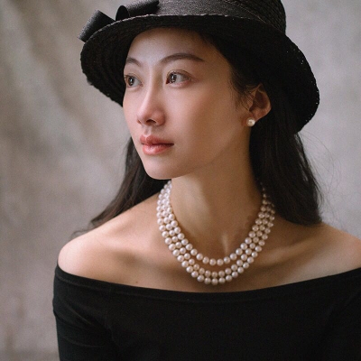 Picture of Triplet Multi Layered Strands Pearl Necklace Women White Beautiful Choker Necklace Wife Mother Gift - White