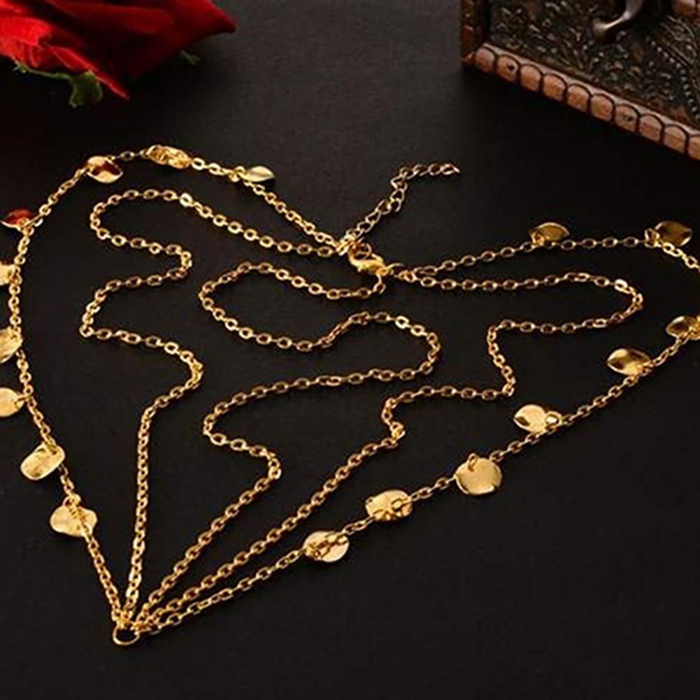 Picture of Coins Tassel Head Chain Headpieces Sequins Round Drop Hair Band Tribal Headpiece Head Chains Pearl Indian style Tikli  Wedding Hairstyles Chain - Gold