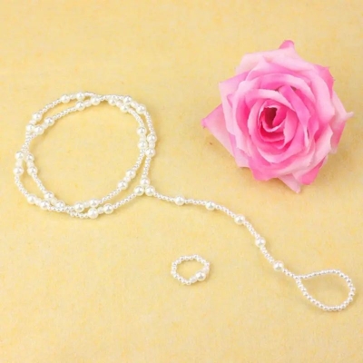 Picture of Multi Layer Pearl Anklet with toe Ring Girls and Women for Wedding patty Dating Sea beach Tenoor Special - Multi