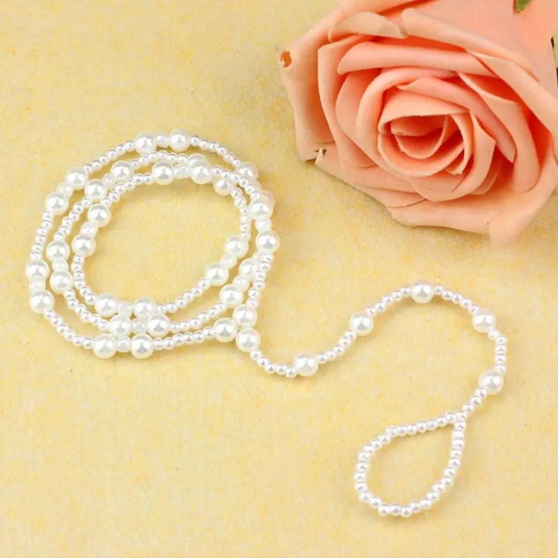 Picture of Multi Layer Pearl Anklet with toe Ring Girls and Women for Wedding patty Dating Sea beach Tenoor Special - Multi