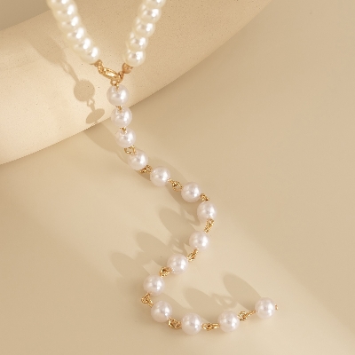 Picture of Women's Long Tassel Imitation Pearl Pendant Necklace Pearl Beads Chain Neck Choker Party - Multi