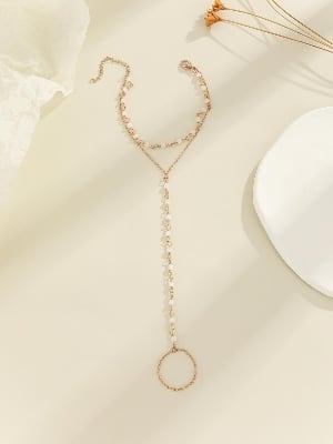 Picture of Multi Layer Pearl Finger Ring Bracelet for Women and Girls, Wedding, Dating, Travel, Party Accessory Tenoor Special - Multi