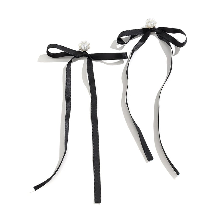 Picture of Korean Elegant Ribbon Bow Drop Earrings Fashion Charm Imitation Pearl Earrings Women's Romantic Wedding Party Jewelry Tenoor Special - Multi