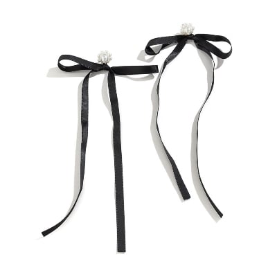 Picture of Korean Elegant Ribbon Bow Drop Earrings Fashion Charm Imitation Pearl Earrings Women's Romantic Wedding Party Jewelry Tenoor Special - Multi