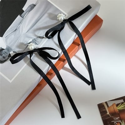 Picture of Korean Elegant Ribbon Bow Drop Earrings Fashion Charm Imitation Pearl Earrings Women's Romantic Wedding Party Jewelry Tenoor Special - Multi