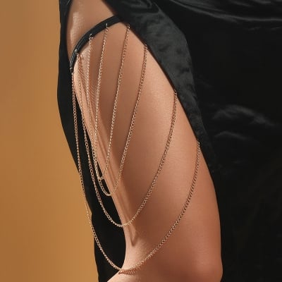 Picture of 1 PCS Long Tassel Thigh Chains for Women Punk Bohrmian Vintage Multilayer Leg Chain Shiny Rhinestone Link Body Jewelry Party Tenoor Special - Multi