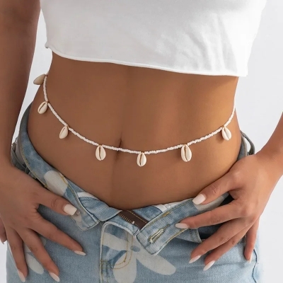 Picture of Summer White Belly Chain Body Chain Beach Shell Waist Chain - Multi