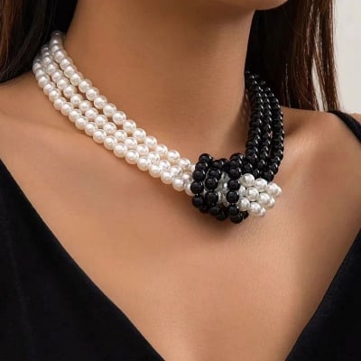 Picture of Multi Layer Multi Colour Pearl Necklace For Girls And Women Wearing At Wedding Party Dating Travelling Occasion Tenoor Special - Multi