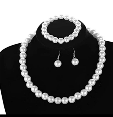 Picture of Pearl Necklace Set With Eardrops/Earrings And Bracelet Simple Ornaments  Style Girls And Women For Wedding  Party Dating Outing Tenoor Special - Multi