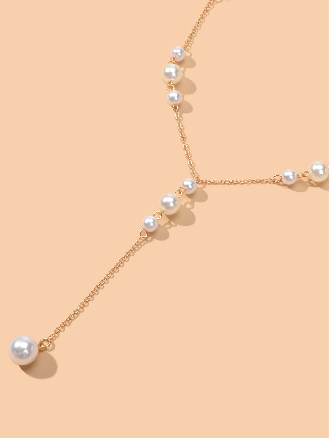 Picture of Faux Pearl Charm Y Lariat Necklace Tenoor Special - Multi