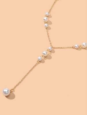 Picture of Faux Pearl Charm Y Lariat Necklace Tenoor Special - Multi