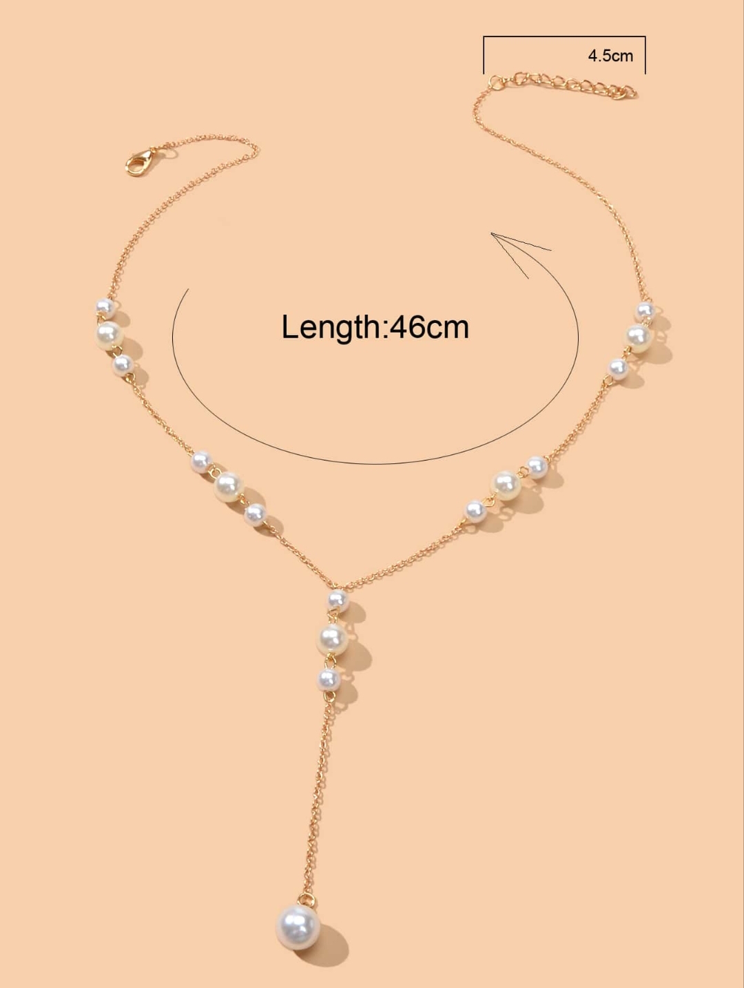 Picture of Faux Pearl Charm Y Lariat Necklace Tenoor Special - Multi