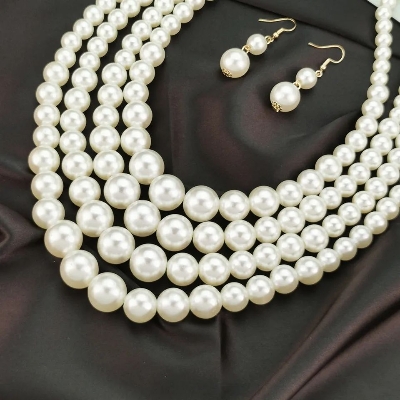 Picture of Multi Layer 6mm 8mm 10mm 12mm Multi Size Pearl Necklace Women Elegent Necklace Tenoor Special - Multi