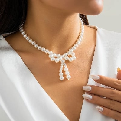 Picture of Pearl Necklace for Women and Girls to Wear to Weddings, Events, Parties, Travel, Tenoor Special - Multi
