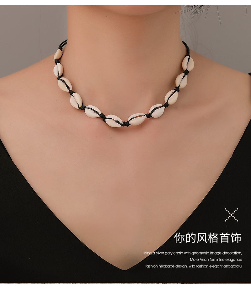Picture of Fashion Shell Choke Necklace Handmade Jewelry Sets For Women Girls Shell Hand Chain Female Jewelry Accessories Tenoor Special - Multi