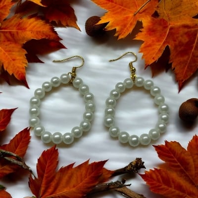Picture of 2 inch Round 6mm Pearl Earrings For Women Fashion Party Drop Earrings Tenoor Special - Multi
