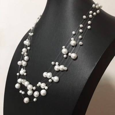 Picture of 5 Layer Transparent String Pearl Necklace Multi Layers For Women Fashion Jewerly Wedding Party Night Dress Tenoor Special - Multi