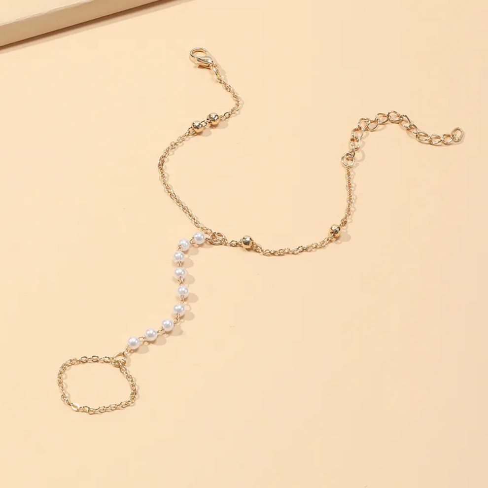 Picture of Pearl Finger Ring Bracelet For Girls And Women Tenoor Special - Multi