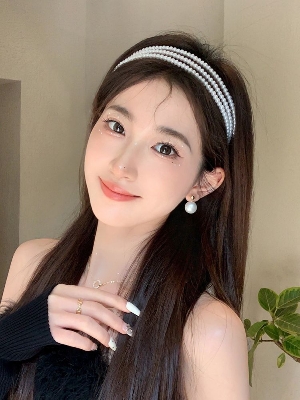 Picture of 3 Layer Pearl Hair Band Women's Super Immortal French Romantic New Wash Face High Head Press Hair Clip Headwear - Multi