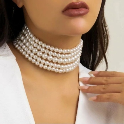 Picture of 5 Layer Pearl Necklace Vintage French Small Anti-pearl Necklaces for Women New Necklace 2023 Fashion Jewelry collars Tenoor - Multi