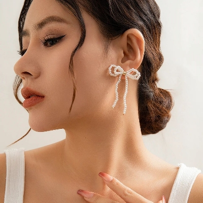 Picture of 2 Pcs Pearl Beautiful Elegant Drop Earrings Beatify Lady Trendy Jewellery - Multi