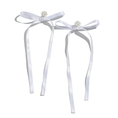 Picture of Salircon Korean Elegant White Ribbon Drop Earrings Fashion Charm Imitation Pearl Earrings Women's Romantic Wedding Party Jewelry Tenoor Special - Multi