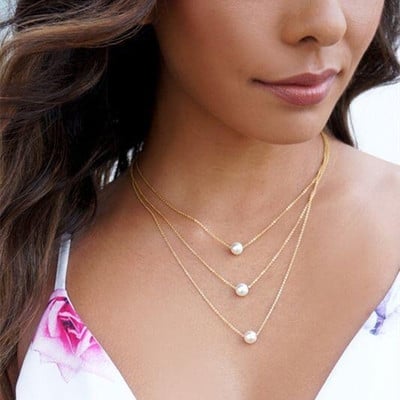 Picture of Trendy Pearl Chain Necklace Women Dating Wedding Travelling Tenoor Special - Multi