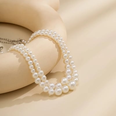 Picture of Choice and Remark -2 Layer Pearl Necklace Off White Tenoor - Multi