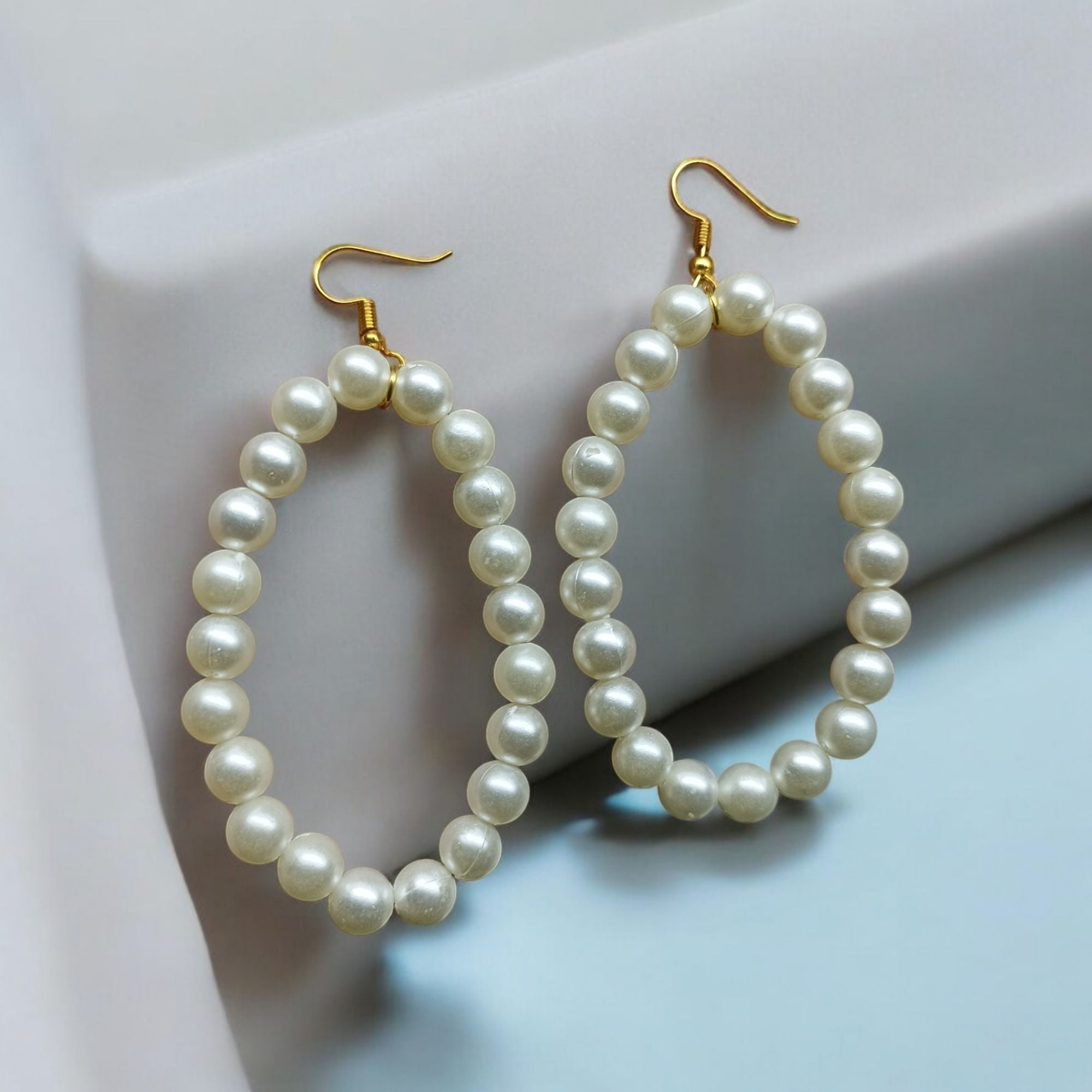 Picture of 3 inch Oval Shape 6mm Pearl Earrings For Women Fashion Party Drop Earrings Tenoor Special - Multi