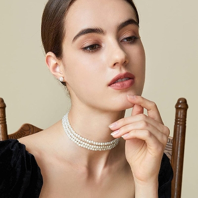 Picture of 3 Layer Pearl Necklace Vintage French Small Anti-pearl Necklaces for Women New Necklace 2021 Fashion Jewelry collars para major collars Tenoor Special - Multi